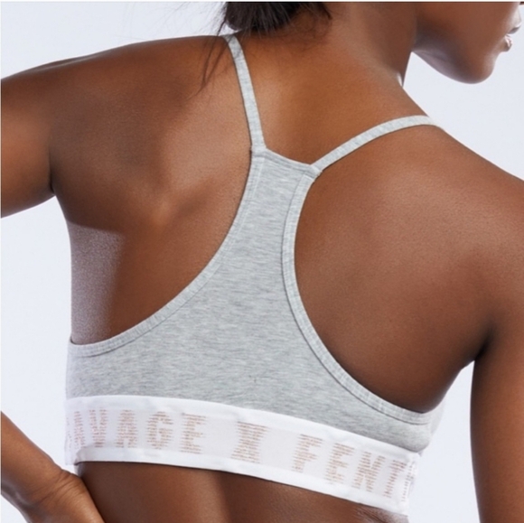 Savage x Fenty Grey Black Cotton Bralette Large - Picture 2 of 6